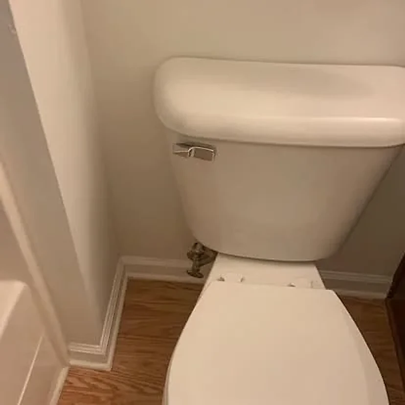 Toilet reinstalled after the surrounding bathroom repair
